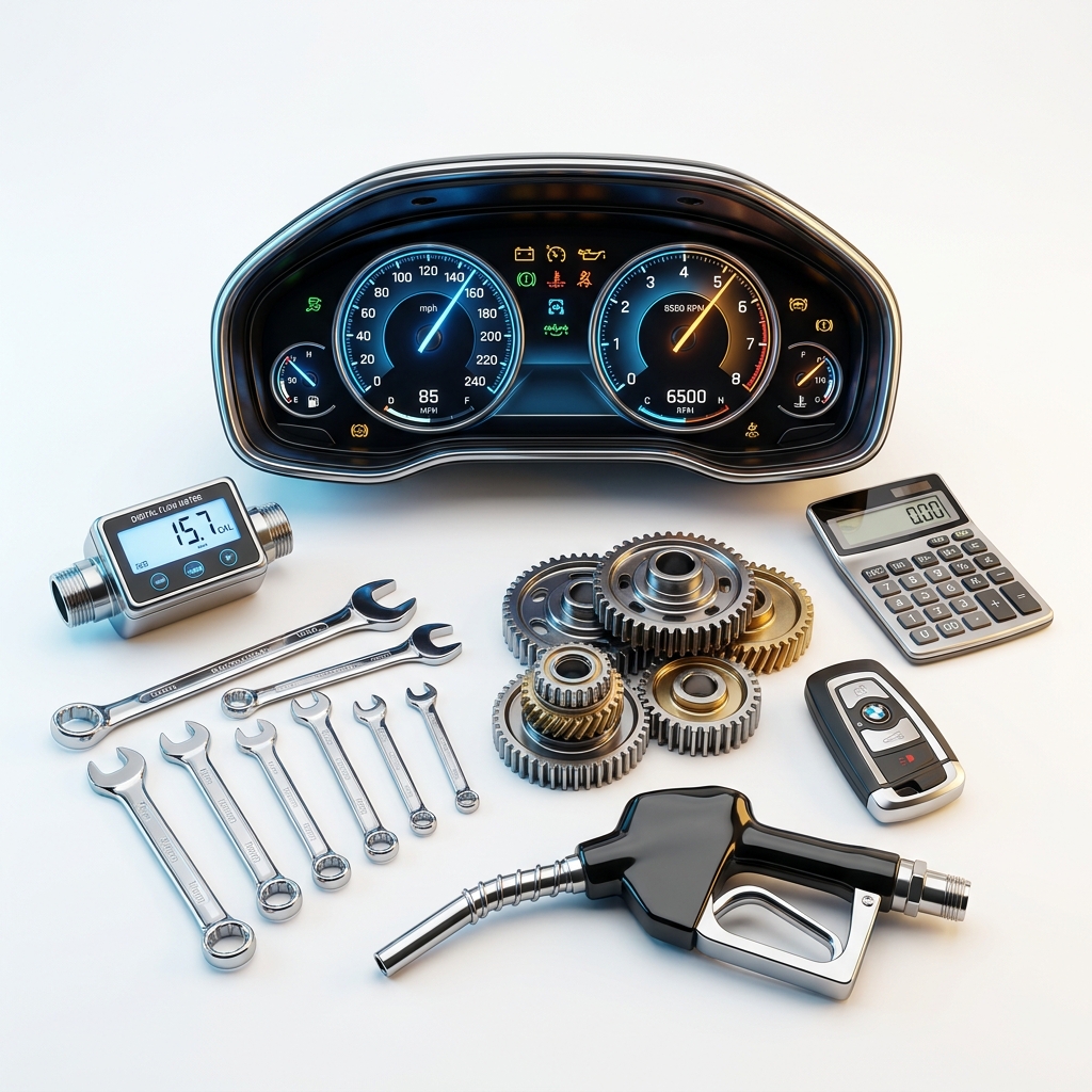 Gaadiwala Automotive Tools — Dashboard, Wrenches, Gears & Calculator